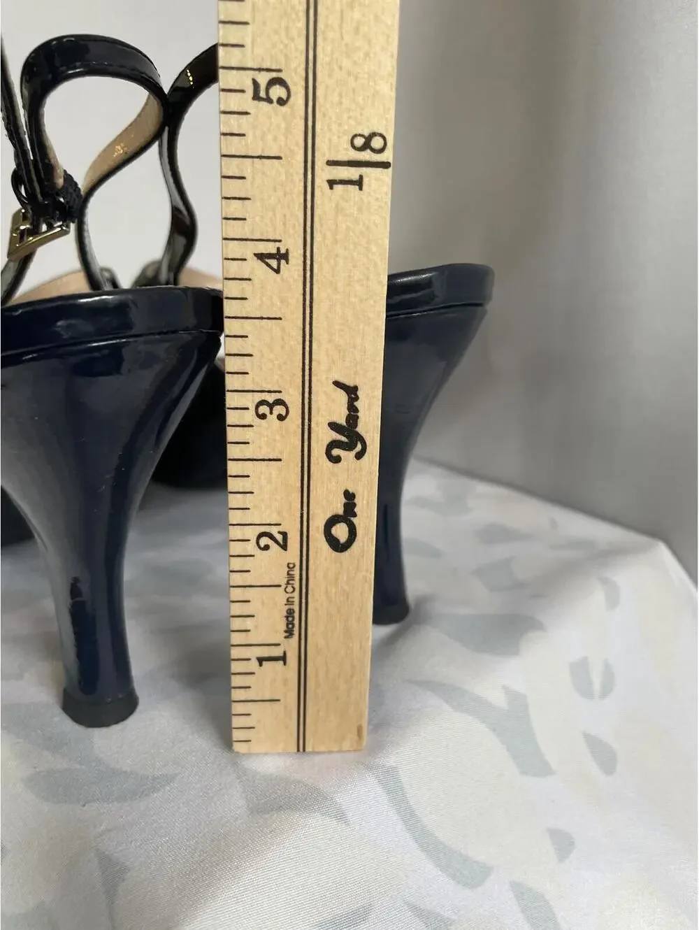 Franco Sarto Size US 8.5 Navy Patent Leather Peep Toe Stiletto Heel Dress Shoe